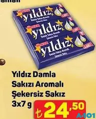 ÜLKER YILDIZ DAMLA SAKIZI AROMALI ŞEKERSİZ SAKIZ 3X7 G ÜLKER YILDIZ DAMLA SAKIZI AROMALI ŞEKERSİZ SAKIZ 3X7 G